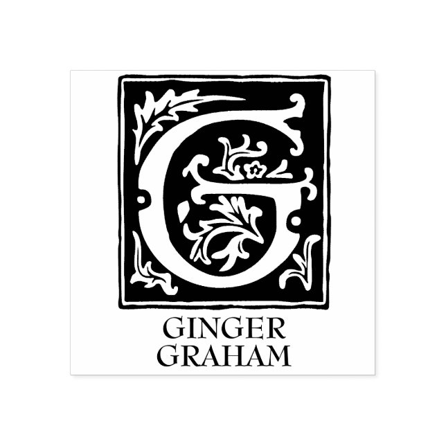 Ornamentala alfabetet bokstaven G monogram Stämpel (Tryck)
