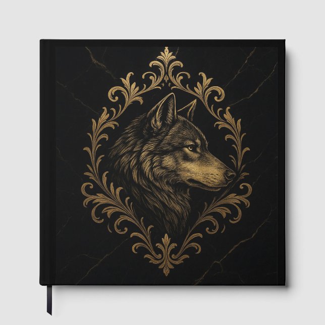 Ornamentaler Wolf in Goldtönen Gästböcker (Framsida)