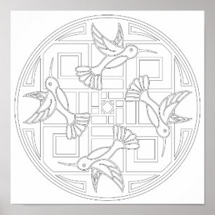OrnaMENTALs #0021 Hummingbird Färg din egen Poster