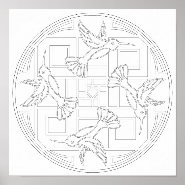 OrnaMENTALs #0021 Hummingbird Färg din egen Poster (Framsidan)