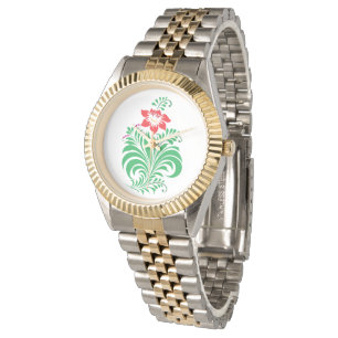 Ornamentalt blomsterblommönster – Elegant Armbandsur
