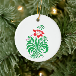 Ornamentalt blomsterblommönster – Elegant Julgransprydnad Keramik