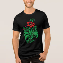 Ornamentalt blomsterblommönster – Elegant T Shirt