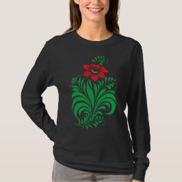 Ornamentalt blomsterblommönster – Elegant T Shirt