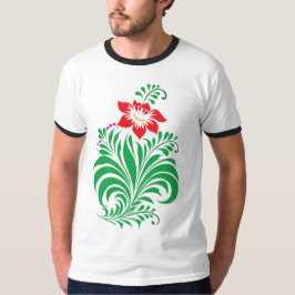 Ornamentalt blomsterblommönster – Elegant T Shirt