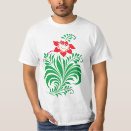 Ornamentalt blomsterblommönster – Elegant T Shirt