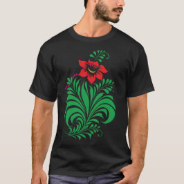 Ornamentalt blomsterblommönster – Elegant T Shirt