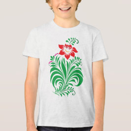 Ornamentalt blomsterblommönster – Elegant T Shirt