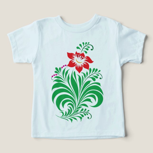 Ornamentalt blomsterblommönster – Elegant T Shirt (Design Framsida)