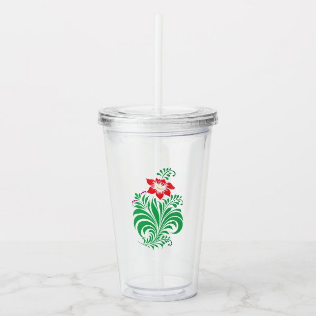 Ornamentalt blomsterblomsterdesign – Elegant Take Away Mugg (Framsida)