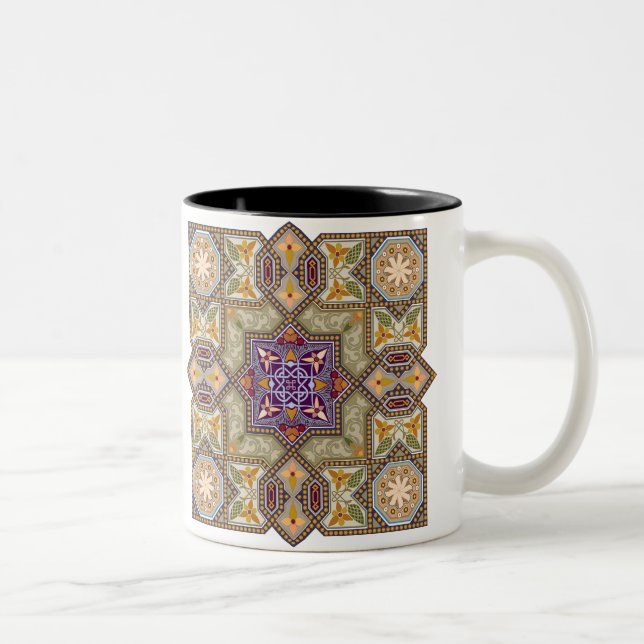 Ornamentalt geometriskt blommönster Två-Tonad mugg (Höger)