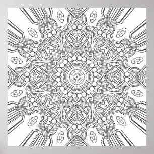 Ornamentalt Geometriskt Mandala med Fasettskapade Poster