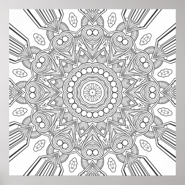 Ornamentalt Geometriskt Mandala med Fasettskapade  Poster (Framsidan)