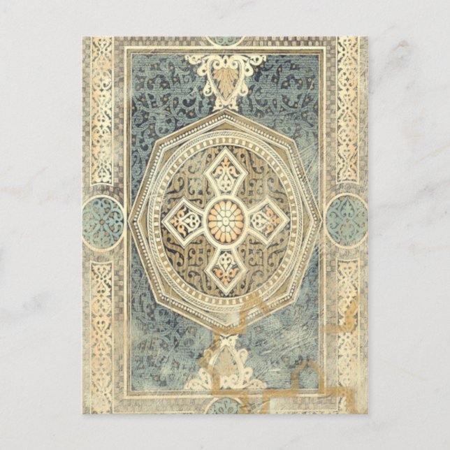Ornamentalt gobeläng med utsmyckad geometrisk desi vykort (Framsida)