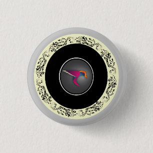 Ornamentalt Hummingbirdcirkulärt Art Design Knapp