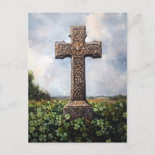 Ornamentalt Korsmonument Klöver Shamrocks Vykort
