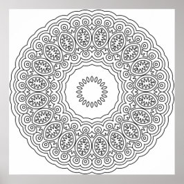 Ornamentalt oval medaljong-mandala-ringmönster kon poster