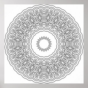 Ornamentalt oval medaljong-mandala-ringmönster kon poster
