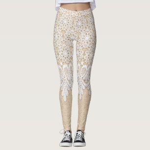 Ornamentärt vitt snöre, strukturdesign. leggings