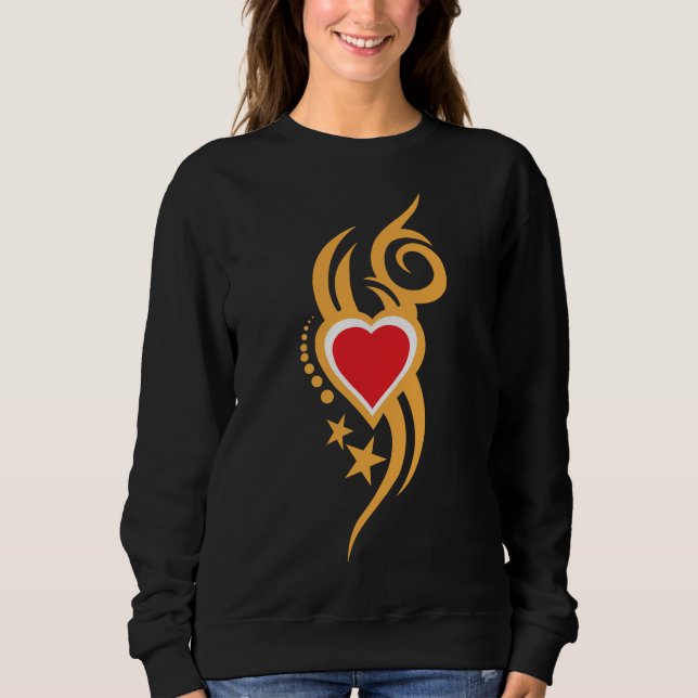 Ornamentell Blomsterhjärtatatuering  T Shirt (Framsida)