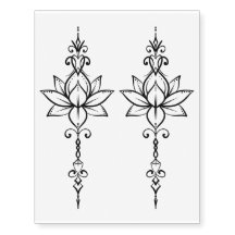 Ornamentell Lotus Sternum Temporär Tatuering