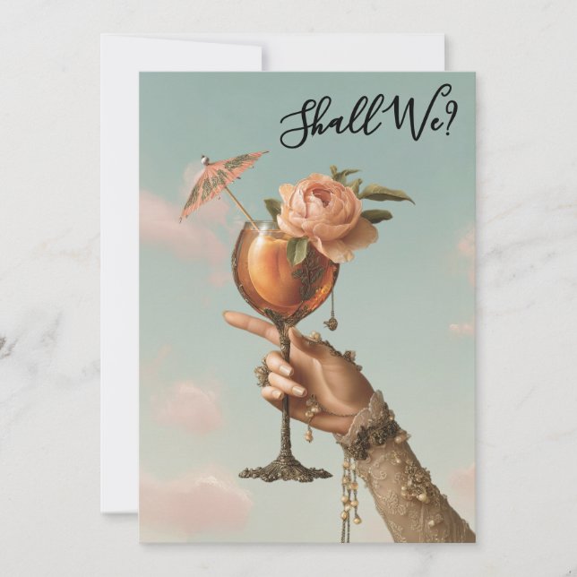 *~* Ornamenterad 3 A101 Cocktail FOTO  MOGENJUNKFR Inbjudningar (Framsida)