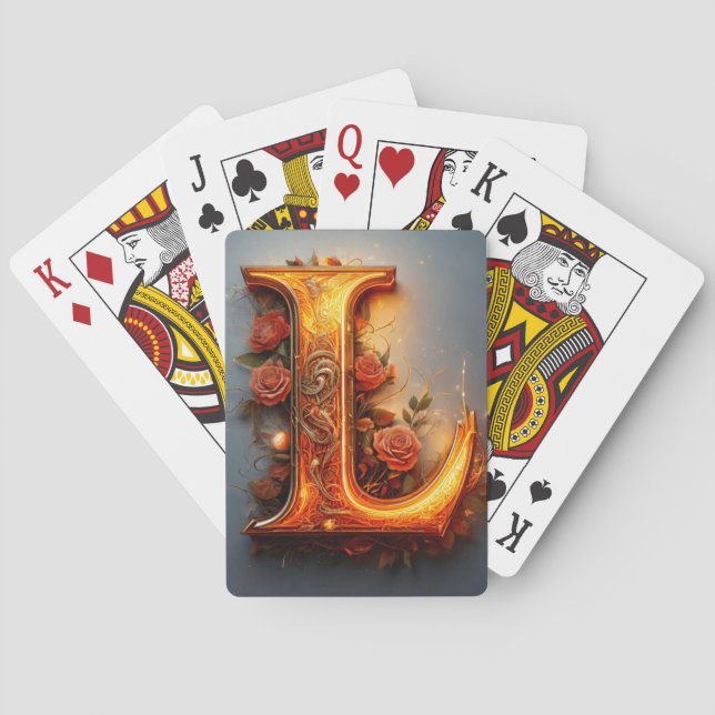 Ornamenterad Guldmonogram Bokstav L Anpassade Spel Casinokort (Baksidan)
