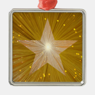 Ornamenterad kvadrat med Guld Star Julgransprydnad Metall