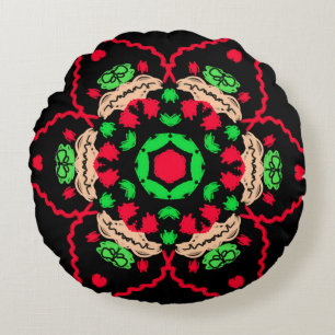 Ornamenterad, mönstrad runda kuddar