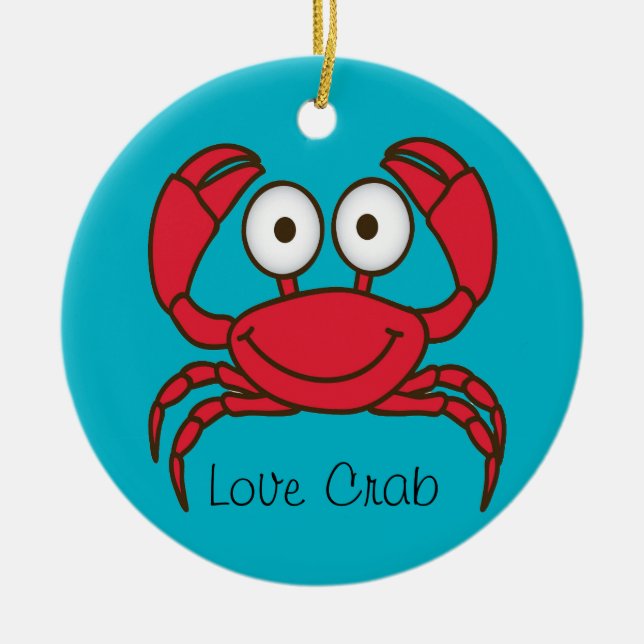 Ornamenterad runda i Kärlek Crab Julgransprydnad Keramik (Framsidan)