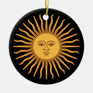 Ornamenterad runda i Sol Dubbla, sida vid sida Julgransprydnad Keramik