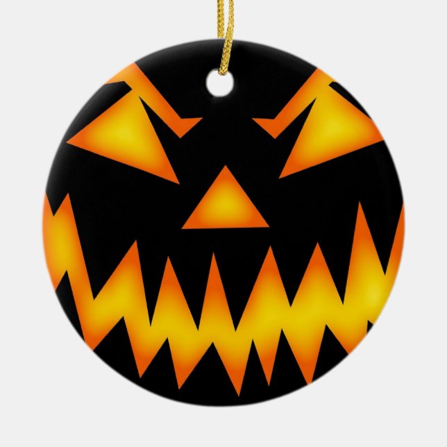 Ornamenterad runda Jack o lantern Ansikte Julgransprydnad Keramik (Framsidan)