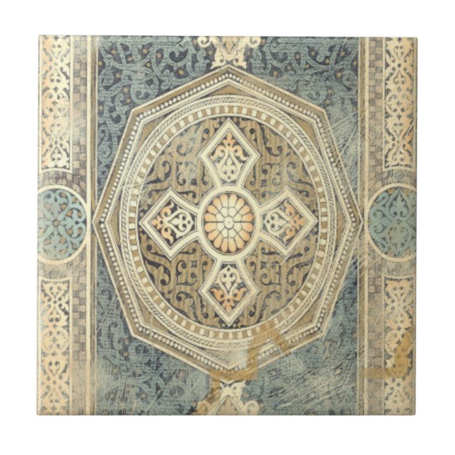 Ornamenterad teori med geodetisk design kakelplatta (Framsidan)