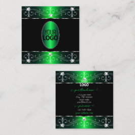 Ornamenterade utsmyckningar för svart Grönt i öga  Fyrkantigt Visitkort