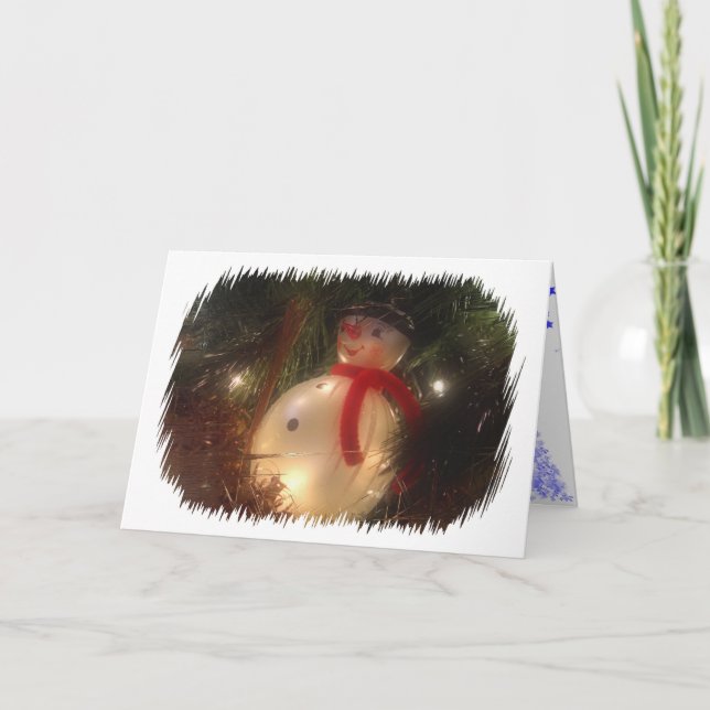 Ornamentkort för snögubbe helgkort (Framsida)