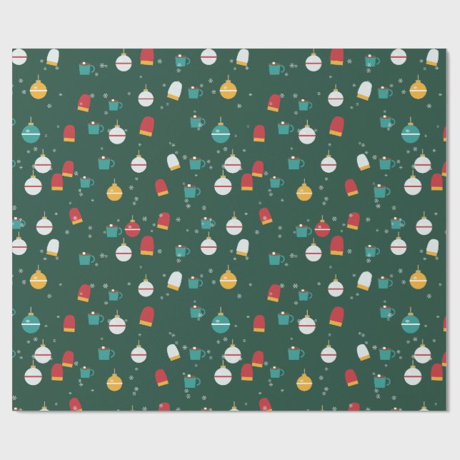 Ornaments Handskar och Kakao Julmönster Presentpapper (Platt)