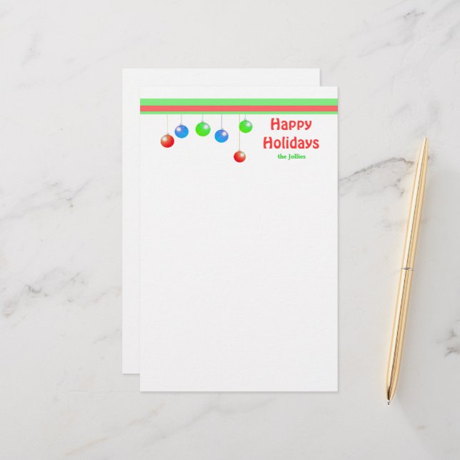 Ornaments lycklig Helgdag Brevpapper (Fram/Back In Situ)