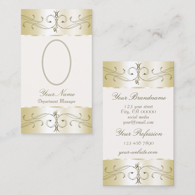 Ornamerade prydnadsföremål med foto, guillaluktand visitkort (Fram/baksida)