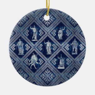 Ornamet Gudom och Meander Nyckel Julgransprydnad Keramik