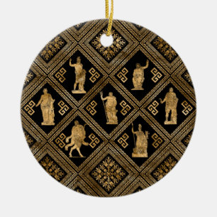 Ornamet Gudom och Meander Nyckel Julgransprydnad Keramik