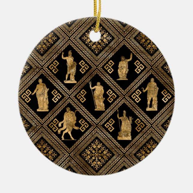 Ornamet Gudom och Meander Nyckel Julgransprydnad Keramik (Framsidan)