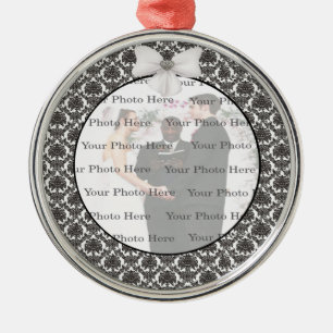 Ornamet i Damask Elegance Silver-rundan i Bröllop Julgransprydnad Metall