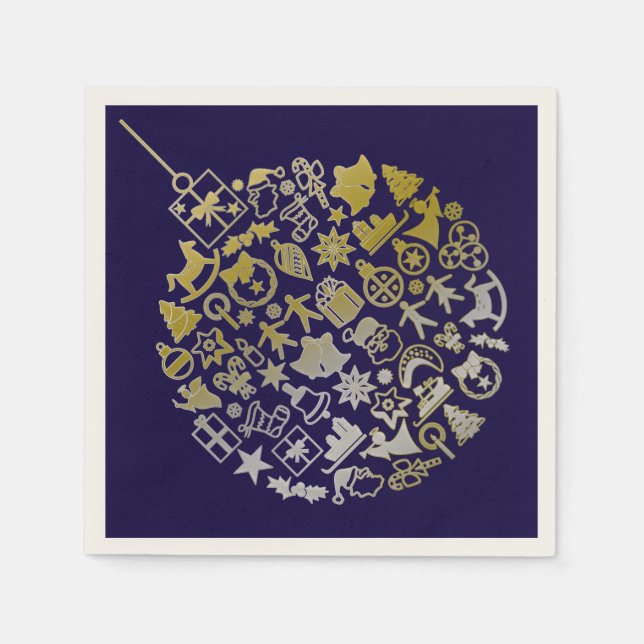 Ornamet Julgran Boll + dina idéer Pappersservett (Framsidan)