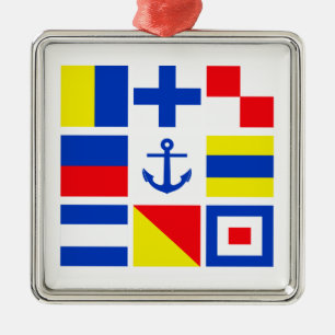 Ornamet Maritime flaggor Julgransprydnad Metall