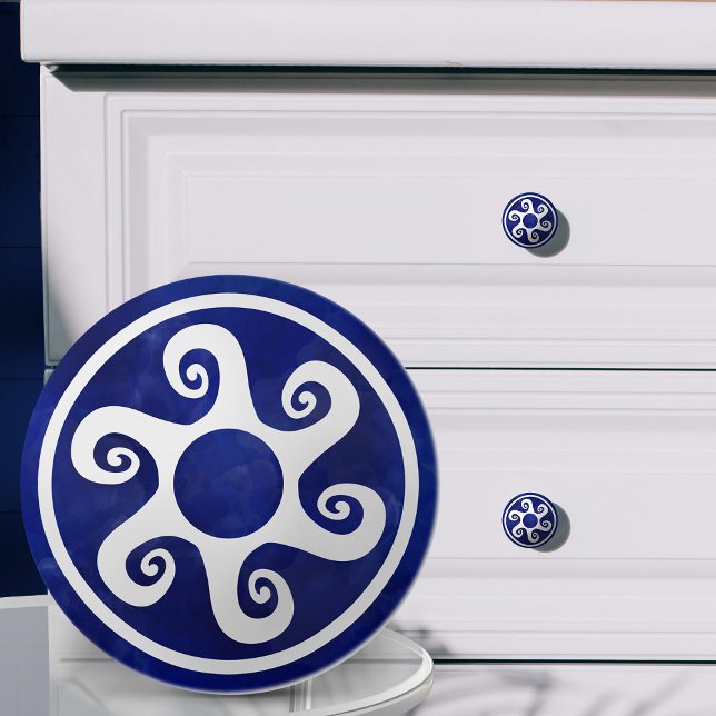 Ornamet Nyckel - blått och vitt Knopp (Skapare uppladdad)