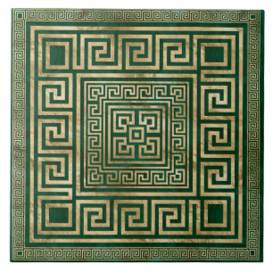 Ornamet Nyckel - grekiska Meander - Malachitern Gr Kakelplatta