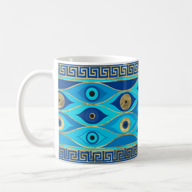 Ornamet Öga och Nyckel i Grekland Kaffemugg (Vänster)