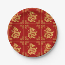 Ornamet Ram Guld Dragon Mönster Red