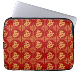 Ornamet Ram Guld Dragon Mönster Red Laptop Fodral