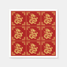 Ornamet Ram Guld Dragon Mönster Red